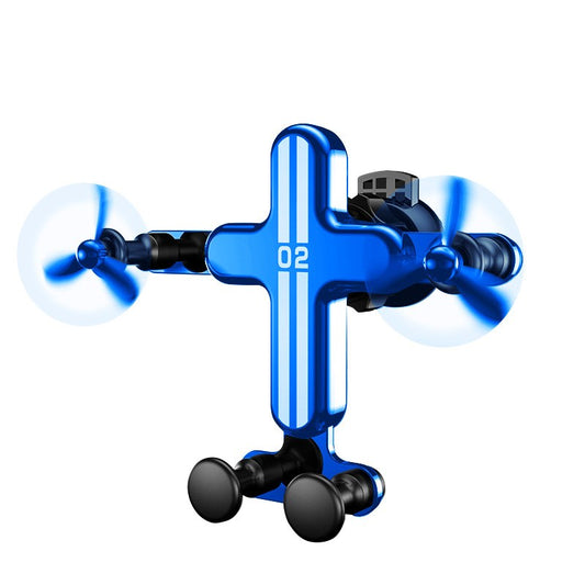 Small Aircraft Gravity Mobile Phone Bracket Car Phone Holder Car Navigation Stand Suction Cup for Travel Outdoor Use - Blue