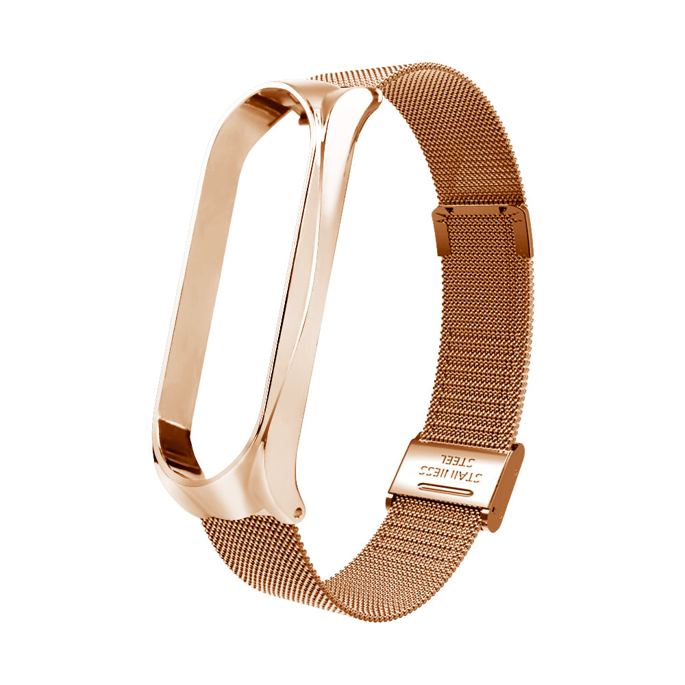 Stainless Steel Wrist Strap for Xiaomi Mi Band 5/5 NFC, Replacement Clasp Watchband - Gold