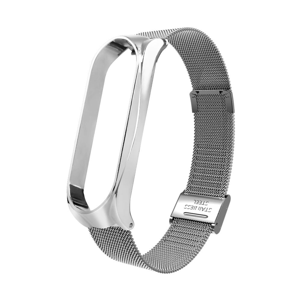 Stainless Steel Wrist Strap for Xiaomi Mi Band 5/5 NFC, Replacement Clasp Watchband - Silver