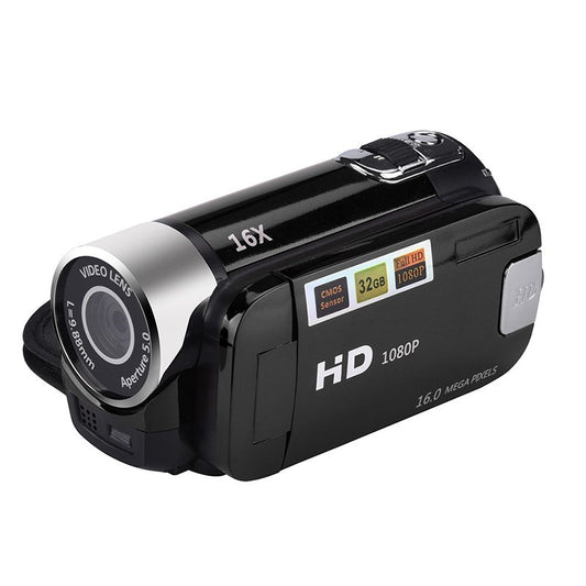16MP HD 1080P Digital Camera Video Recorder Clear Night Vision Anti-shake Timed Selfie Camcorder - Black/EU Plug