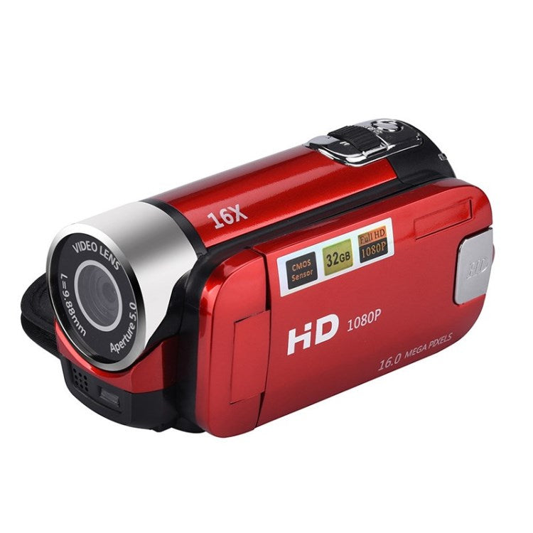 16MP HD 1080P Digital Camera Video Recorder Clear Night Vision Anti-shake Timed Selfie Camcorder - Red/EU Plug