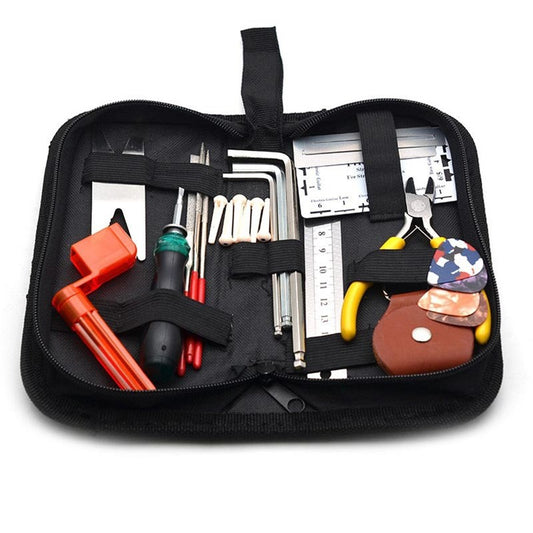 23Pcs/Set Guitar Repair and Maintenance Tool Kit String Organizer Ruler Pick File Wrench, etc.