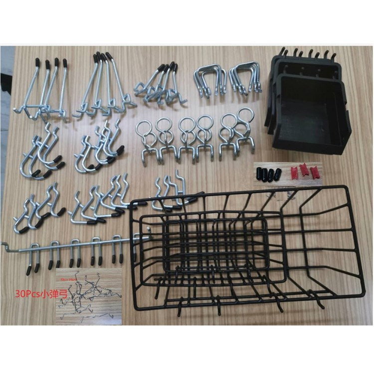 90Pcs Peg Board Hooks Hardware Set Iron Frame Basket Holder 1 / 4inch Pegboard Rack Wall Hanging Organizer for Garage Storage, (MOQ: 500)