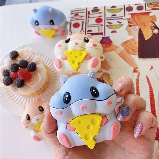 Uniqkart for Airpods 1/2 Silicone Cover Case Cute Mouse Bluetooth Earphones Protector - Blue
