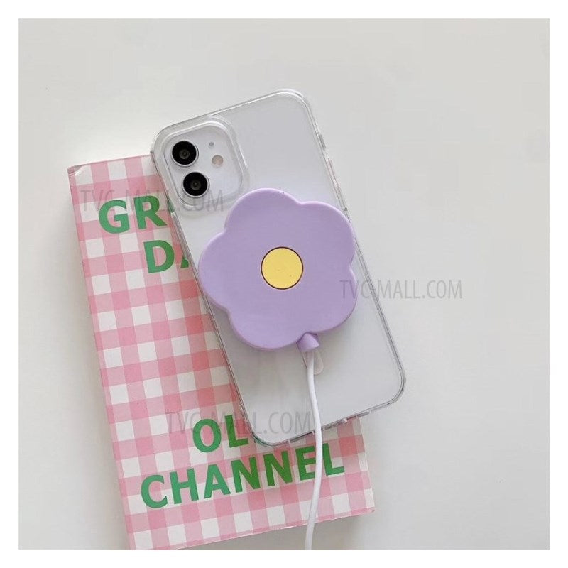 Uniqkart for iPhone 12 Magsafe Charger Case Flower Pattern Wireless Charger Cover - Purple