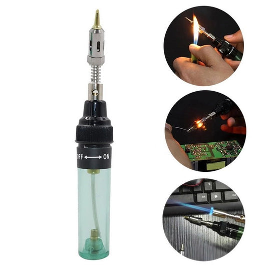 AT-100 1300 Celsius Degrees Butane Gas Iron Cordless Butane Tip Tool Welding Pen Burner Blow Torch - Green