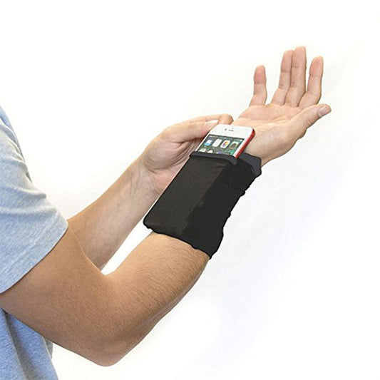 Small Jogging Wristband for Cellphone Keys Sleeve Bag Running Sports Arm Band Strap Holder Pouch Case  -  Black