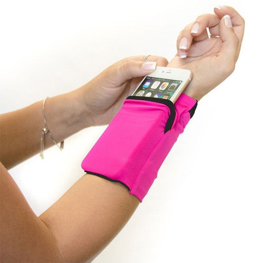Small Jogging Wristband for Cellphone Keys Sleeve Bag Running Sports Arm Band Strap Holder Pouch Case  -  Rose