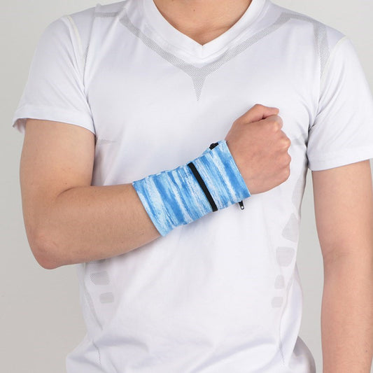Small Jogging Wristband for Cellphone Keys Sleeve Bag Running Sports Arm Band Strap Holder Pouch Case  -  Sky Blue