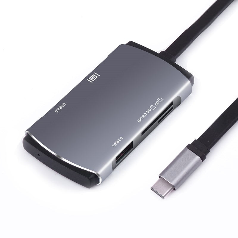 YC-217B 5-in-1 USB C Hub Type C to 4K HDMI Adapter USB 3.0 Mirco SD and SD Card Reader for MacBook iPad Laptop - Grey