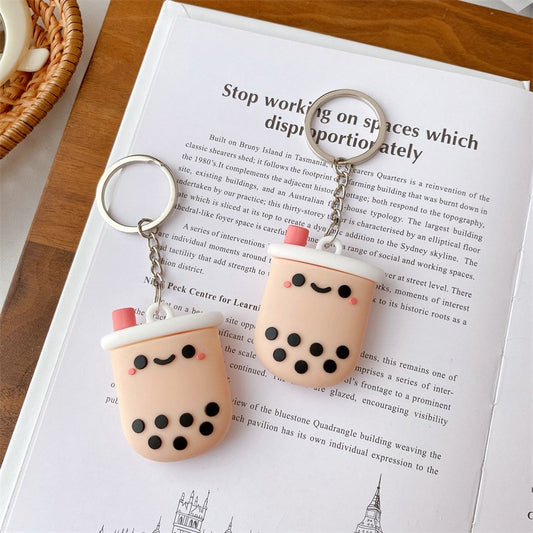 Uniqkart for Apple Airtag Case Soft Silicone Tracker Protective Cover with Keyring - Milk Cup