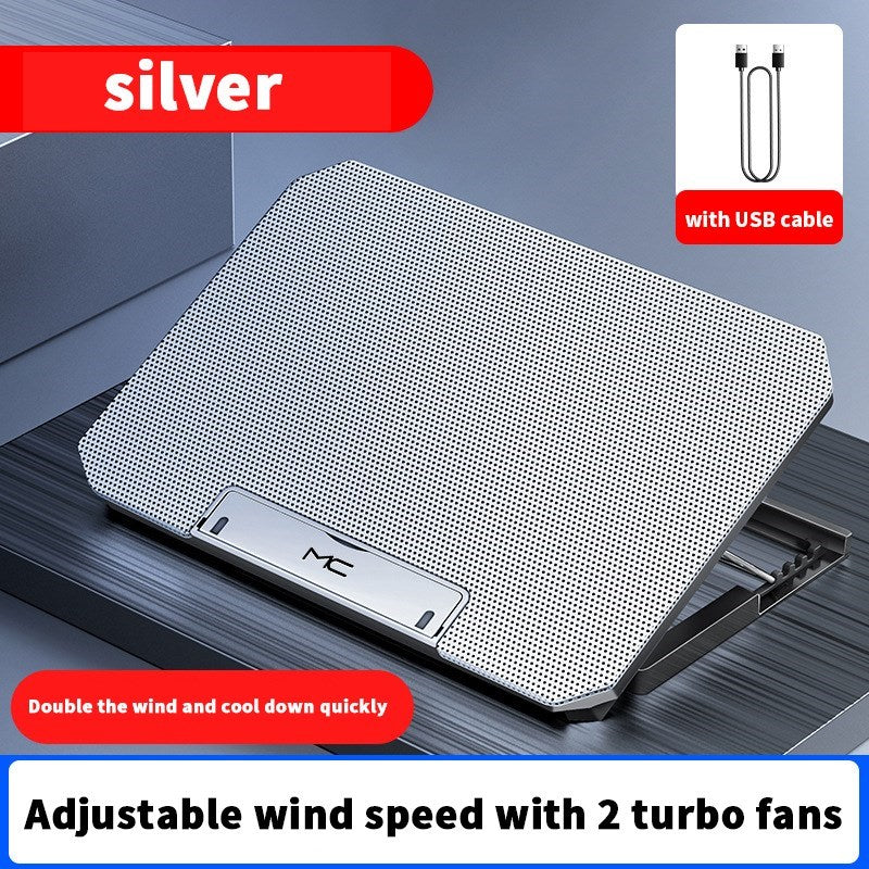 17&quot; Laptop Cooler Computer Cooling Pad Height Adjustable Notebook Cooling Stand - Silver