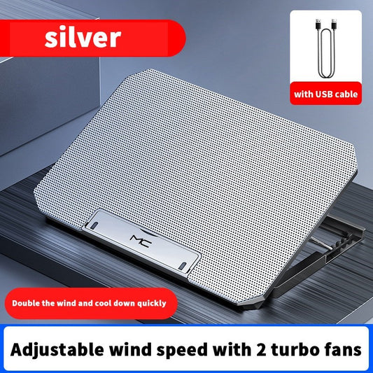 17&quot; Laptop Cooler Computer Cooling Pad Height Adjustable Notebook Cooling Stand - Silver