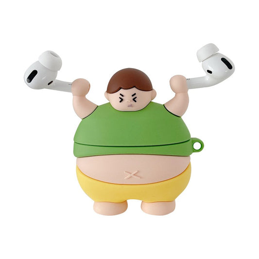 Uniqkart for Apple AirPods 1/2/Pro Earphone Case Weightlifting Fat Man Bluetooth Headphones Cover - Green/Uniqkart for AirPods Pro