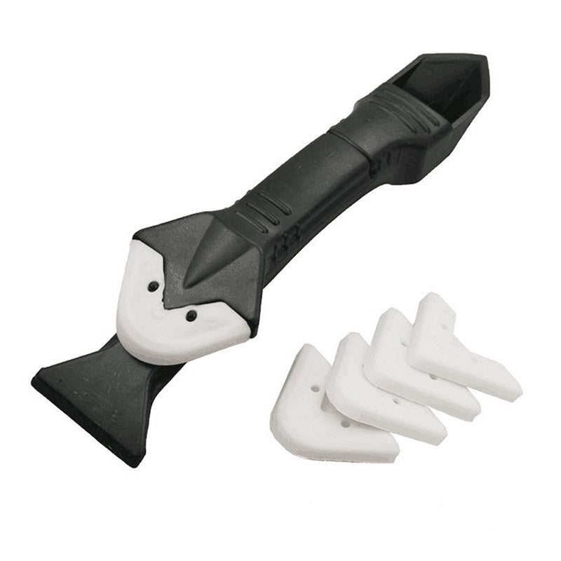 3 in 1 Silicone Caulking Tools Sealant Finishing Tool with 5 Silicone Pads Grout Scraper - Black