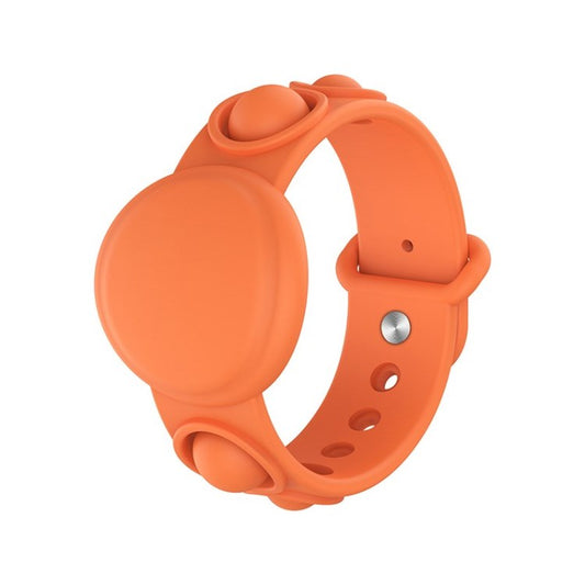 Finger Press Bubble Anxiety Stress Silicone Bracelet Protective Case for Apple AirTag - Orange