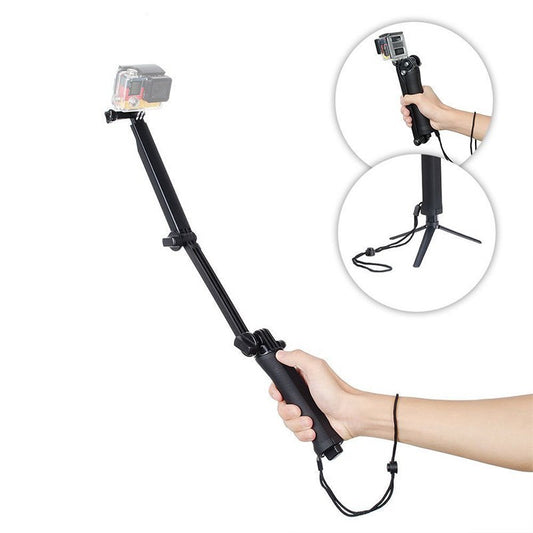Uniqkart for DJI Go-pro Sport Extendable Adjustable Selfie Camera Holder Tripod Accessories - Black