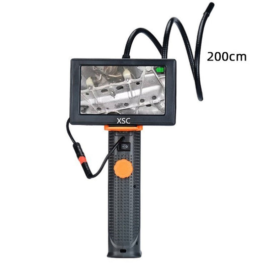 2MP HD Endoscope Borescope Camera Snake Inspection with 4.3 inch Screen 6 LED Lights for Sewer Pipe Car Engine - Black/200cm Length