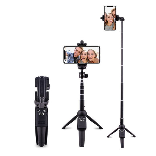 Uniqkart 228 For Mobile Phones Cameras Bluetooth Selfie Stick Tripod with Remote Control - Black/1m Length