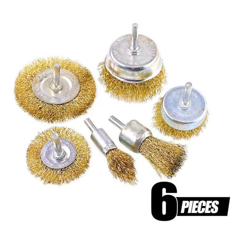 Uniqkart for Cleaning Rust Stripping Abrasive Wheel Crimped Brush Set - 6Pcs/Set