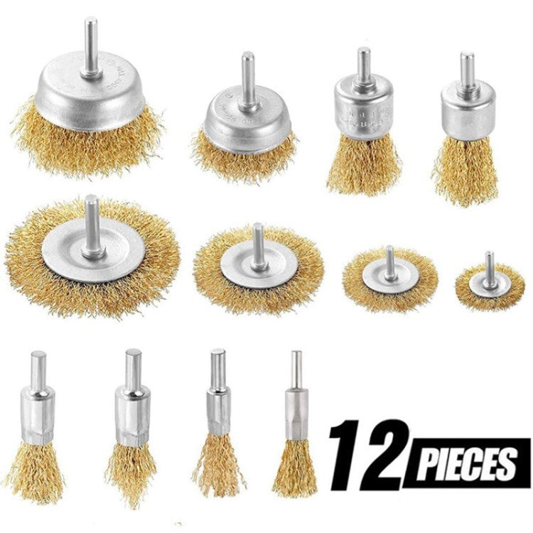 Uniqkart for Cleaning Rust Stripping Abrasive Wheel Crimped Brush Set - 12Pcs/Set