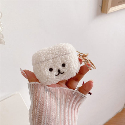 for Apple AirPods Pro/1/2/3/with Charging Case (2016)/with Wireless Charging Case (2019)/with Charging Case (2019) Earphone Box Case Plush Bluetooth Earbud Cover - White/for AirPods 3