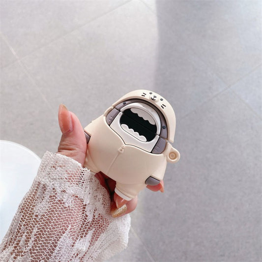 for Apple AirPods Pro/1/2/3/with Charging Case (2016)/with Wireless Charging Case (2019)/with Charging Case (2019) Earphone Box Cover Bigmouth Shark Silicone Case - for AirPods 1/2