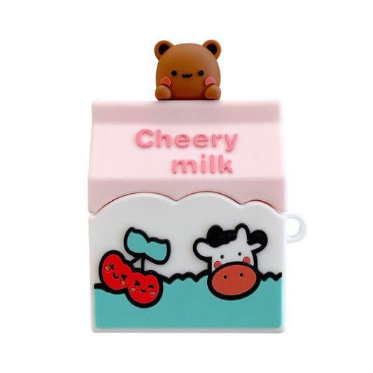 for Apple AirPods Pro/1/2/with Charging Case (2016)/with Charging Case (2019)/with Wireless Charging Case (2019) Earphone Box Case Bear Milk Carton Earbuds Cover - for AirPods Pro