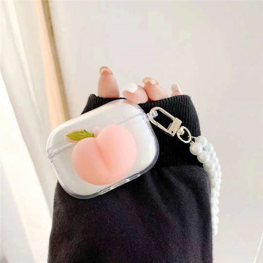 for Apple AirPods Pro/1/2/3/with Charging Case (2016)/with Wireless Charging Case (2019)/with Charging Case (2019) Earphone Box Case Pinch Peach Bluetooth Earbuds Cover - for AirPods 3