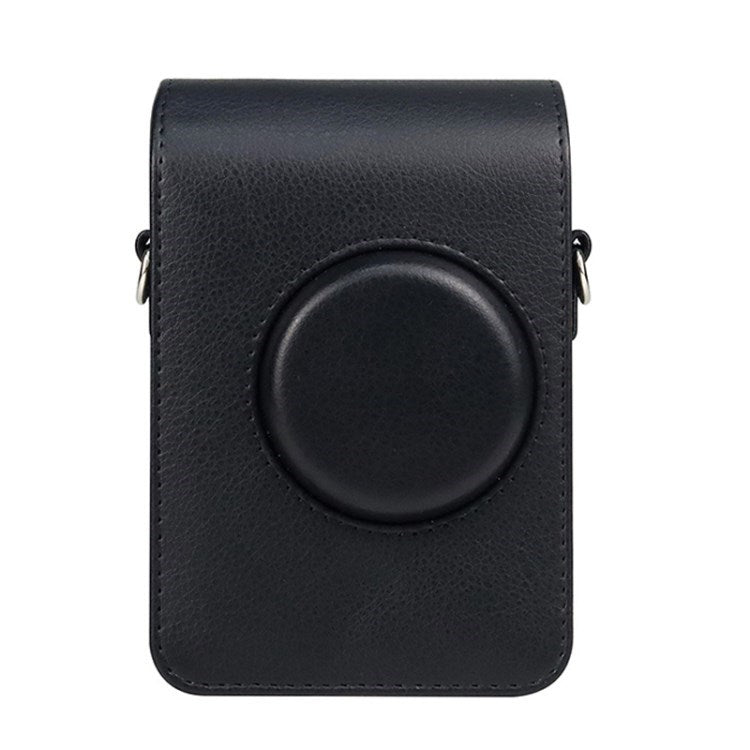 PU Leather Camera Case for Fuji Mini EVO, Retro Texture Protective Camera Cover with Strap - Black