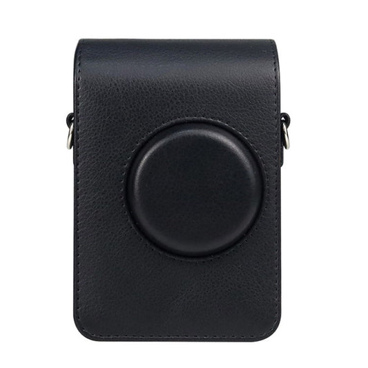 PU Leather Camera Case for Fuji Mini EVO, Retro Texture Protective Camera Cover with Strap - Black