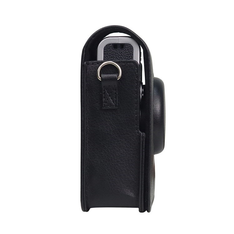 PU Leather Camera Case for Fuji Mini EVO, Retro Texture Protective Camera Cover with Strap - Black