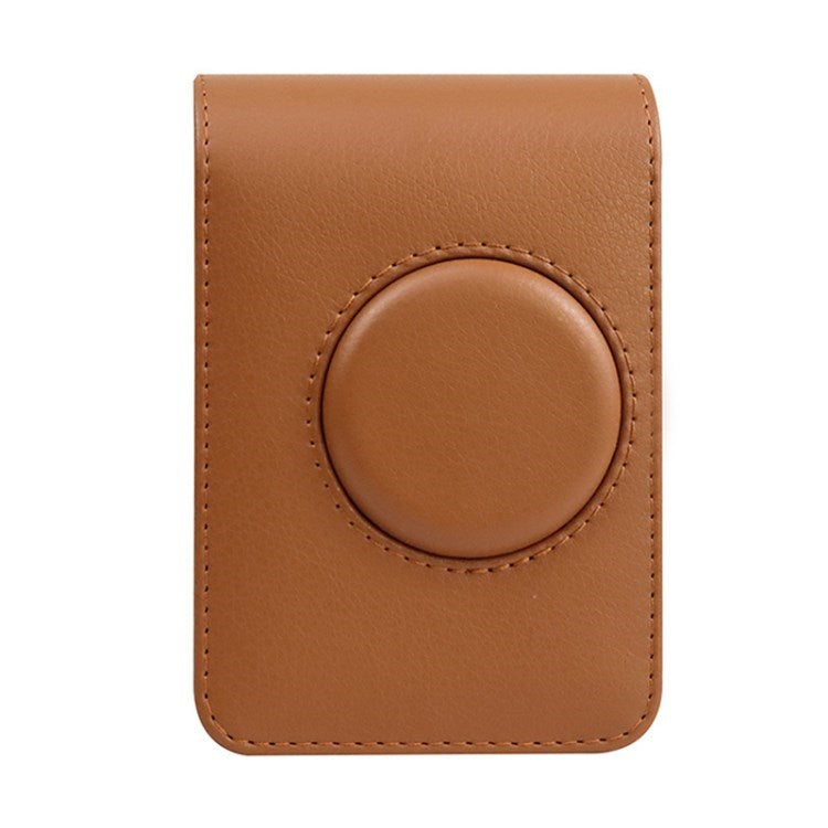 PU Leather Camera Case for Fuji Mini EVO, Retro Texture Protective Camera Cover with Strap - Brown