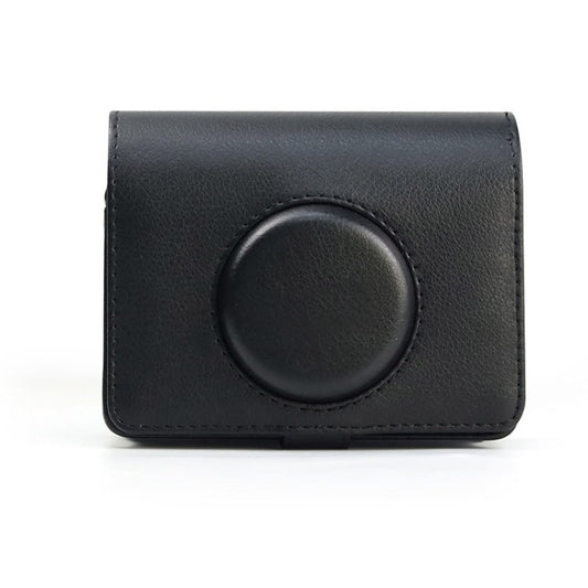 Camera Case for Fuji Mini EVO, Retro PU Leather Lens Cover with Adjustable Shoulder Strap - Black