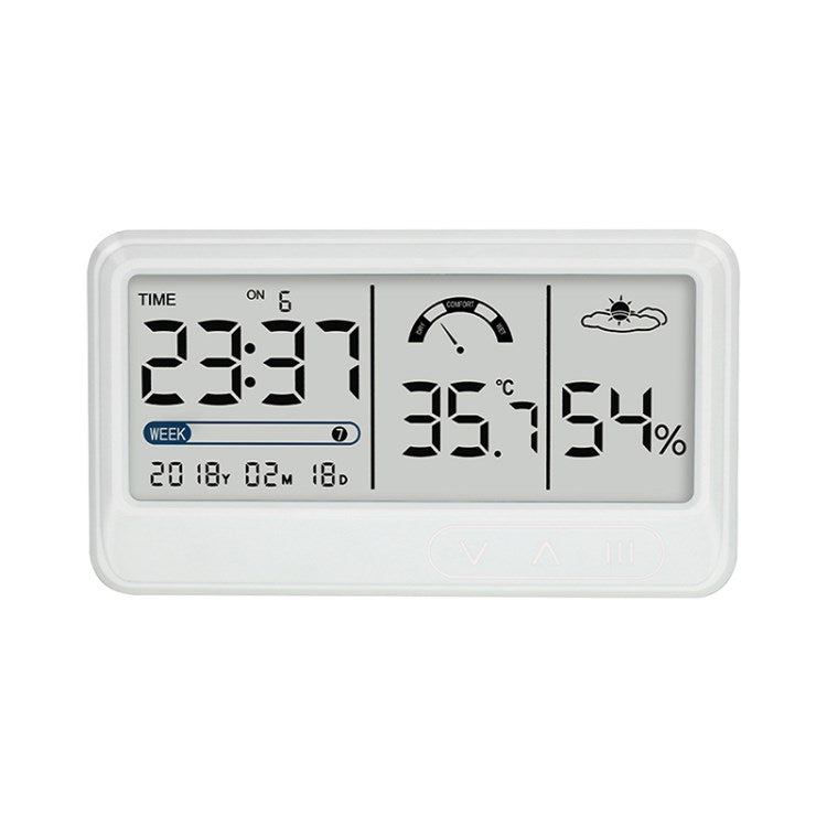 Weather Station Wireless Indoor Thermometer LCD Display with Time Date Alarm Clock - No Backlight