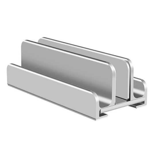 Vertical Laptop Stand 3-Slot Desktop Metal Notebook Computer Tablet Holder Mount - Silver