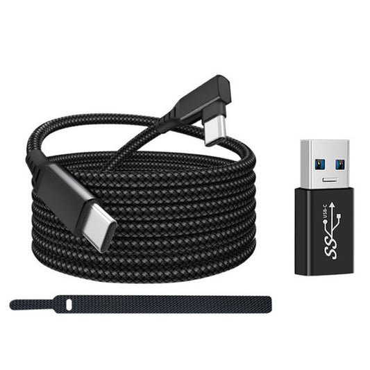 HIBLOKS 5m Fast Charging Cord for Oculus Quest 1/2 Type-C High Performance Nylon Braided Cable - Black