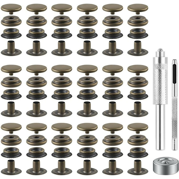 72Pcs/Set 15mm Leather Snap Fastener Kit Metal Button Snaps Press Studs for Clothes Bags Jackets