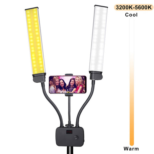 HD-01 Photography Fill Light 5800 Lumens 45W 3200-5600K 3 Light Colors Phone Holder for Studio Live Broadcast - Black