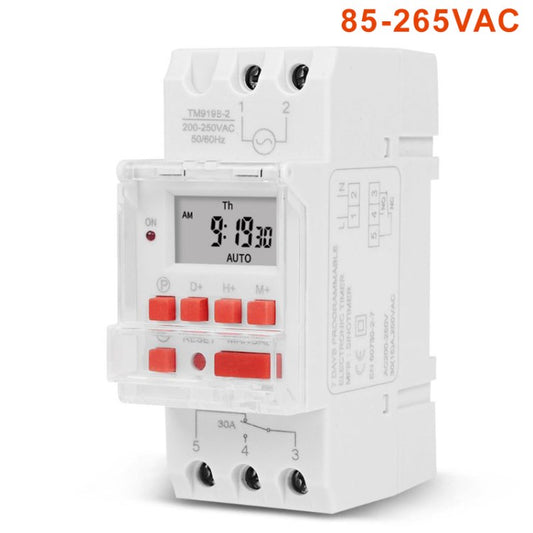 TM919B 85-265V AC Digital Electronic Timer Switch Weekly 7-Day Programmable Appliances Relay Control