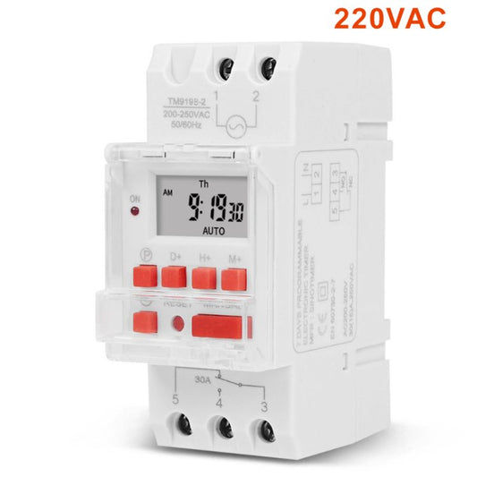 TM919B 220V AC Digital Electronic Timer Switch Weekly 7-Day Programmable Appliances Relay Control