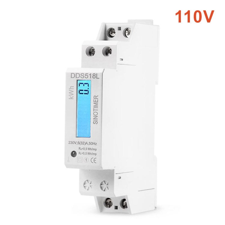 DDS518L AC 110V LCD Backlit Electricity Usage Monitor AC 5-32A kWh Power Current Voltage Meter