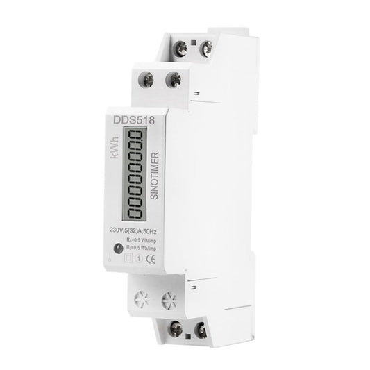DDS518 230V 18mm LCD Din Rail Power Meter 5-32A AC 50Hz Electricity Consumption Kwh Wattmeter