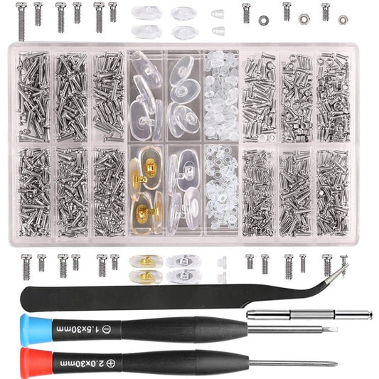 Eyeglass Sunglass Glasses Repair Kit with Nose Pads Screws Tweezer Eyewear Repair Tools