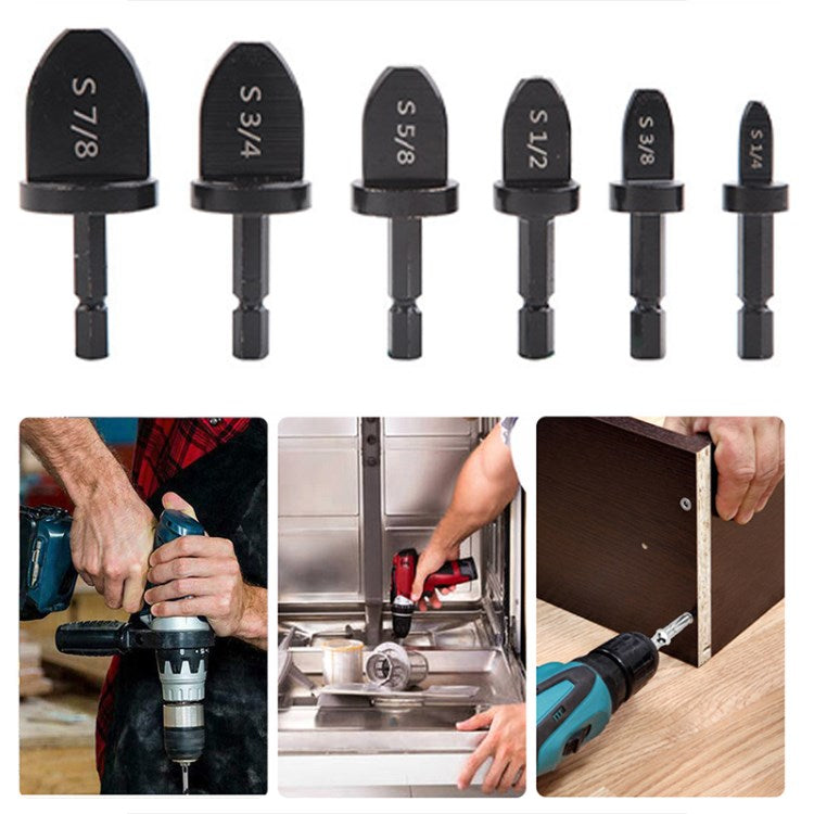 6Pcs/Set Hex Drill Bit Rotary Tool Set Hose Expander for Air Conditioner Conditioning 7/8 3/4 5/8 1/2 1/4&quot;