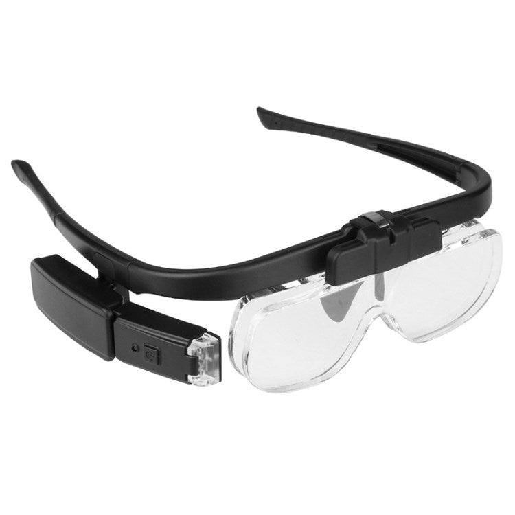 Uniqkart 11642DC Headband Magnifier Visor 5 Lens (1.5X 2.0X 2.5X 3.5X 4.0X 4.5X) Lighted Magnifying Glasses for Close Work Jewelry Crafts