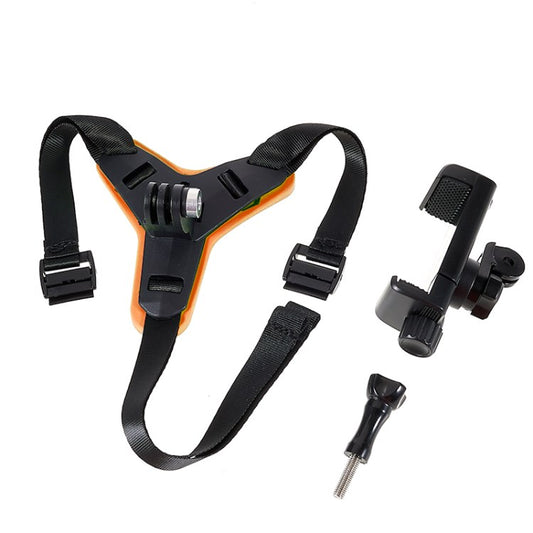 Motorcycle Helmet Chin Mount Strap Camera Holder Clip for GoPro Hero 9 8 7 6 5 - Orange