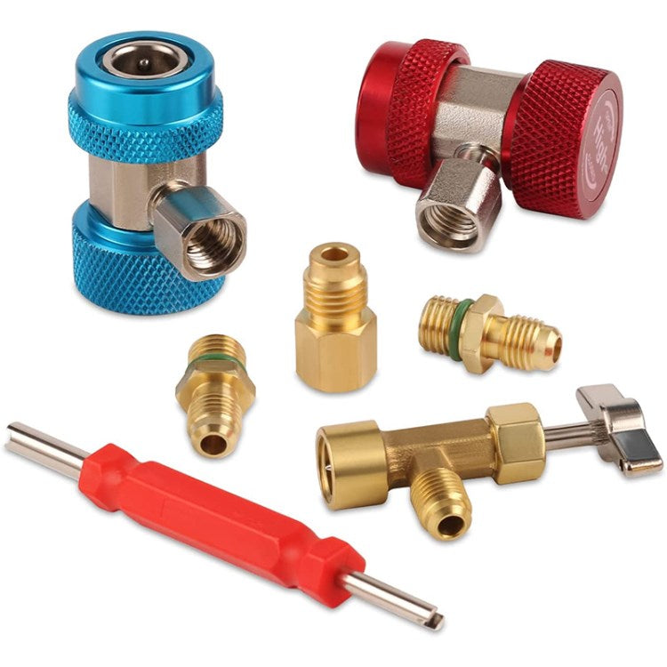 A/C R134A Adapters with Puncture Air Conditioner Quick Coupler Hose Connector Fitting Kit