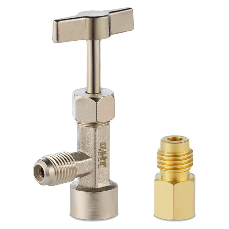 R134a Self Sealing Can Tap Opener with Tank Adapter for 1/4-inch and 1/2-inch AC Hoses