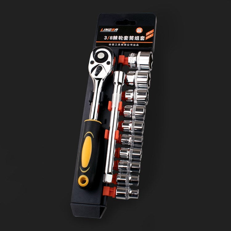 12Pcs/Set 3/8 Ratchet Socket Set Multifunctional Hex Wrench Long Sleeve Wrench Kit